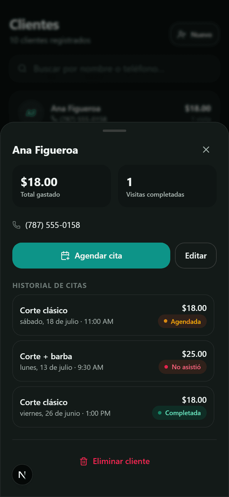 Pantalla: Clientes