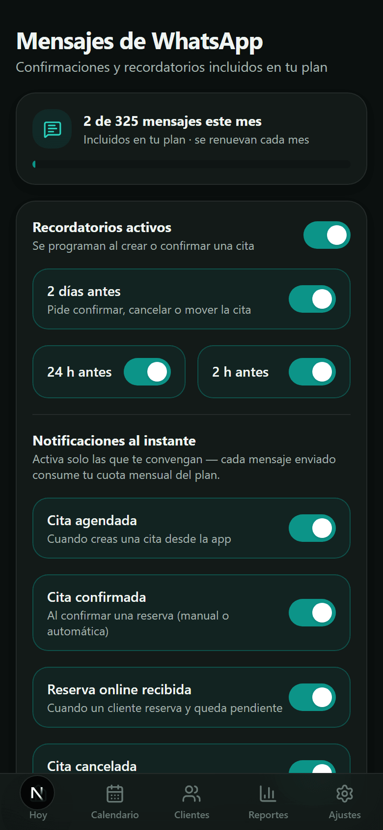 Pantalla: Mensajes de WhatsApp