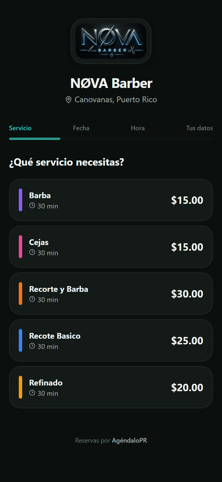 Pantalla: Reservas online